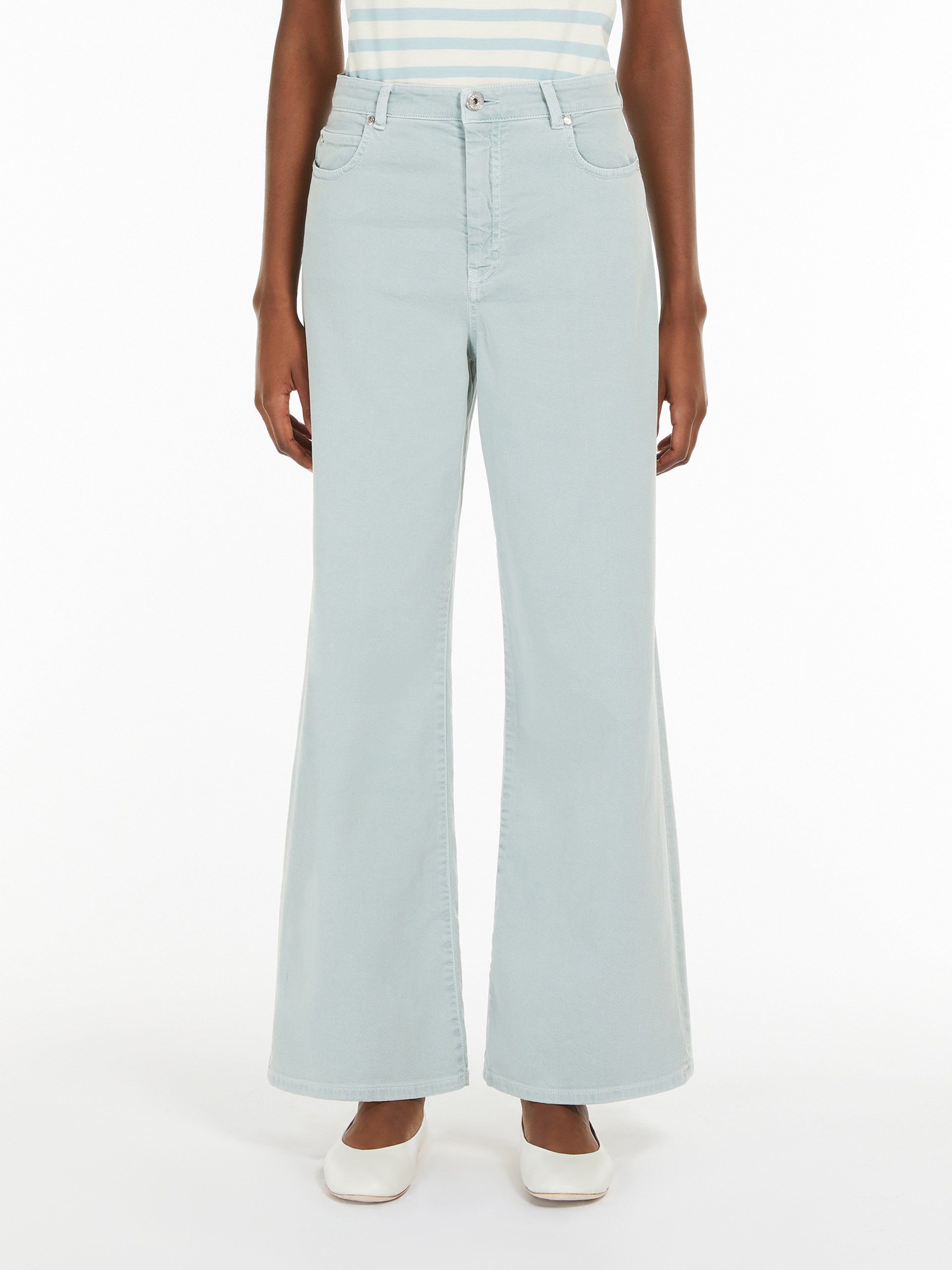 WEEKEND MAX MARA COTTON DRILL WIDE-LEG TROUSERS 