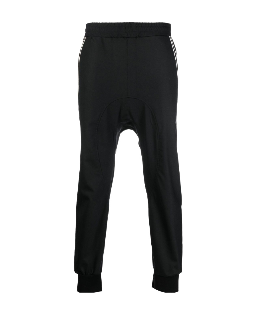 Neil Barrett Stripe-trim Dropped-crotch Track Pants In Black