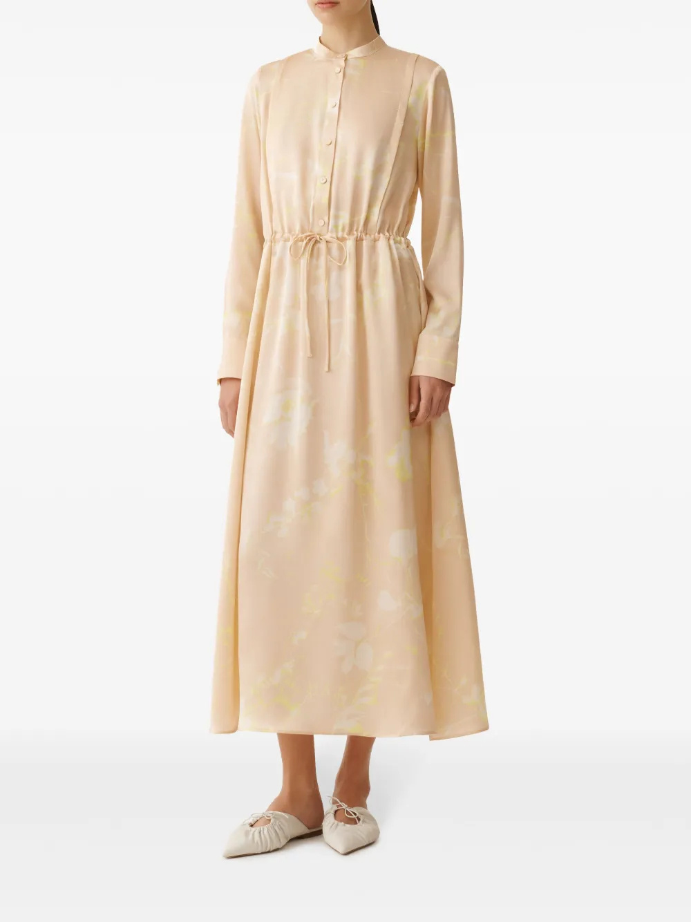 Fabiana Filippi Tilia Print Shirt Dress With Gathering At Waist In White