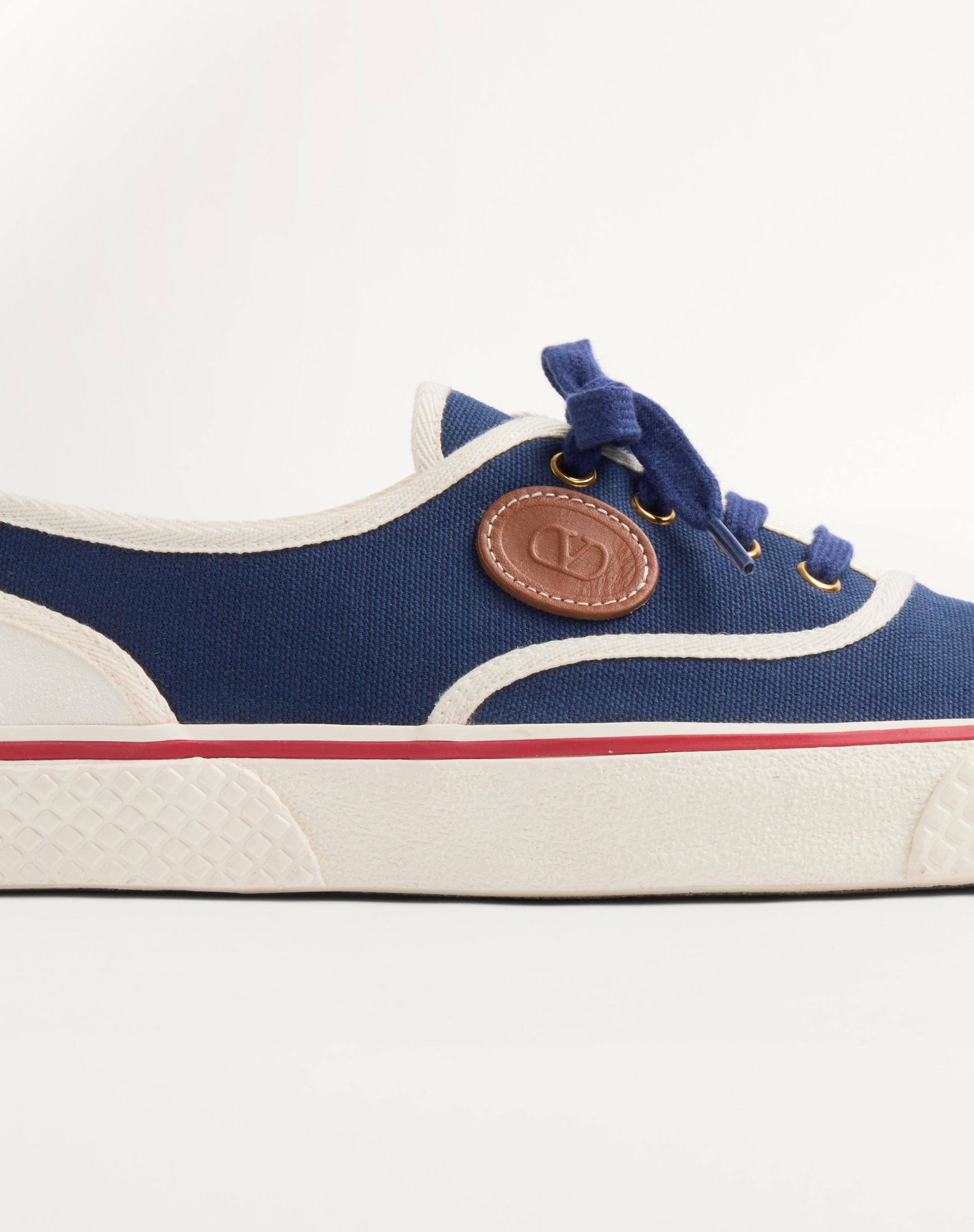 Valentino Garavani Blue Low Top Sneakers With Vlogo Patch On The Side In Cotton Man In Multicolor