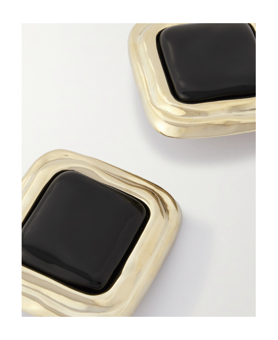 Saint Laurent Cabochon Clip-on Earrings In Black