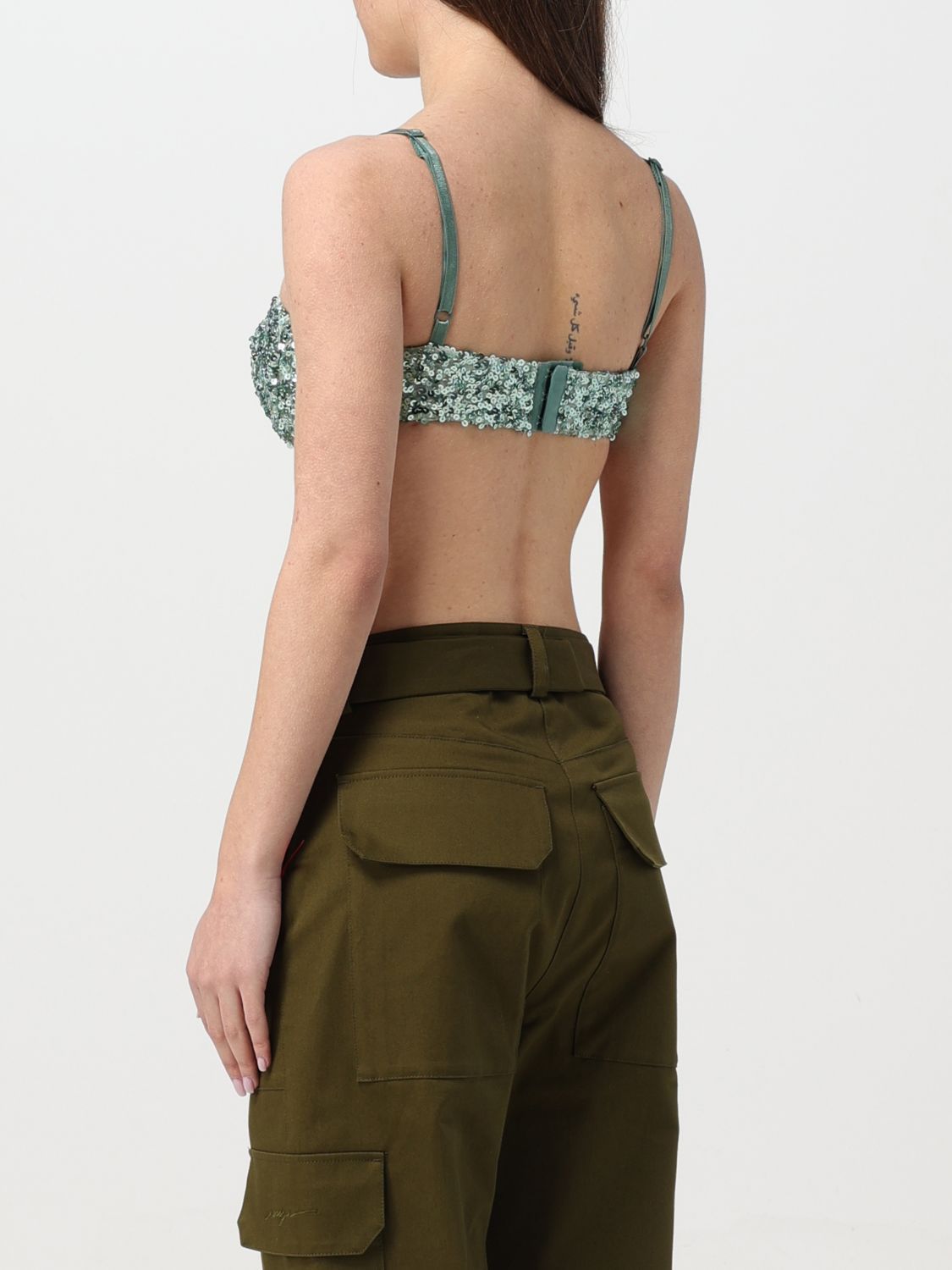 Moschino Sequined Sweetheart-neck Bra In Green