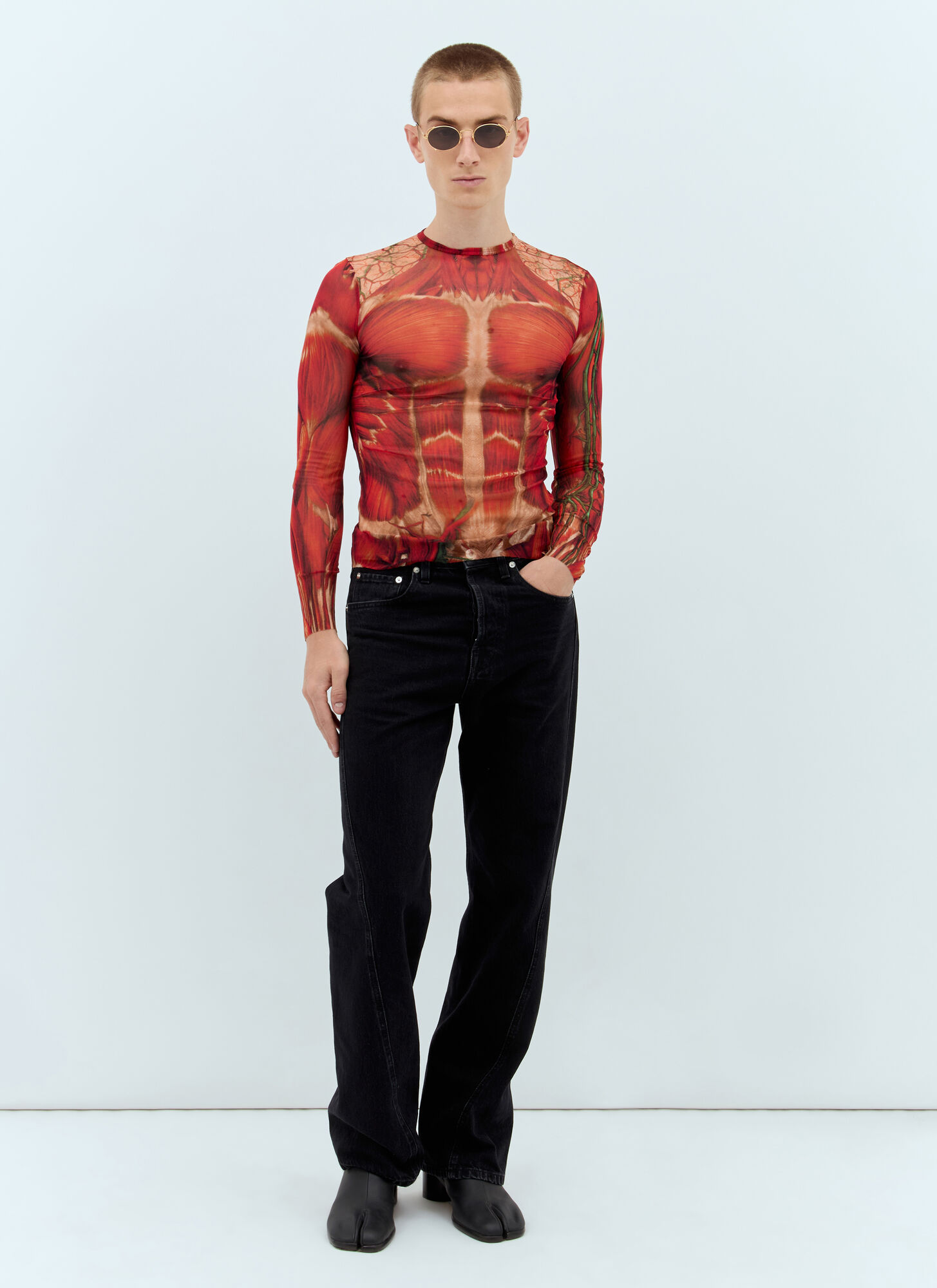Jean Paul Gaultier Ecorche Mesh Top In Multicolor