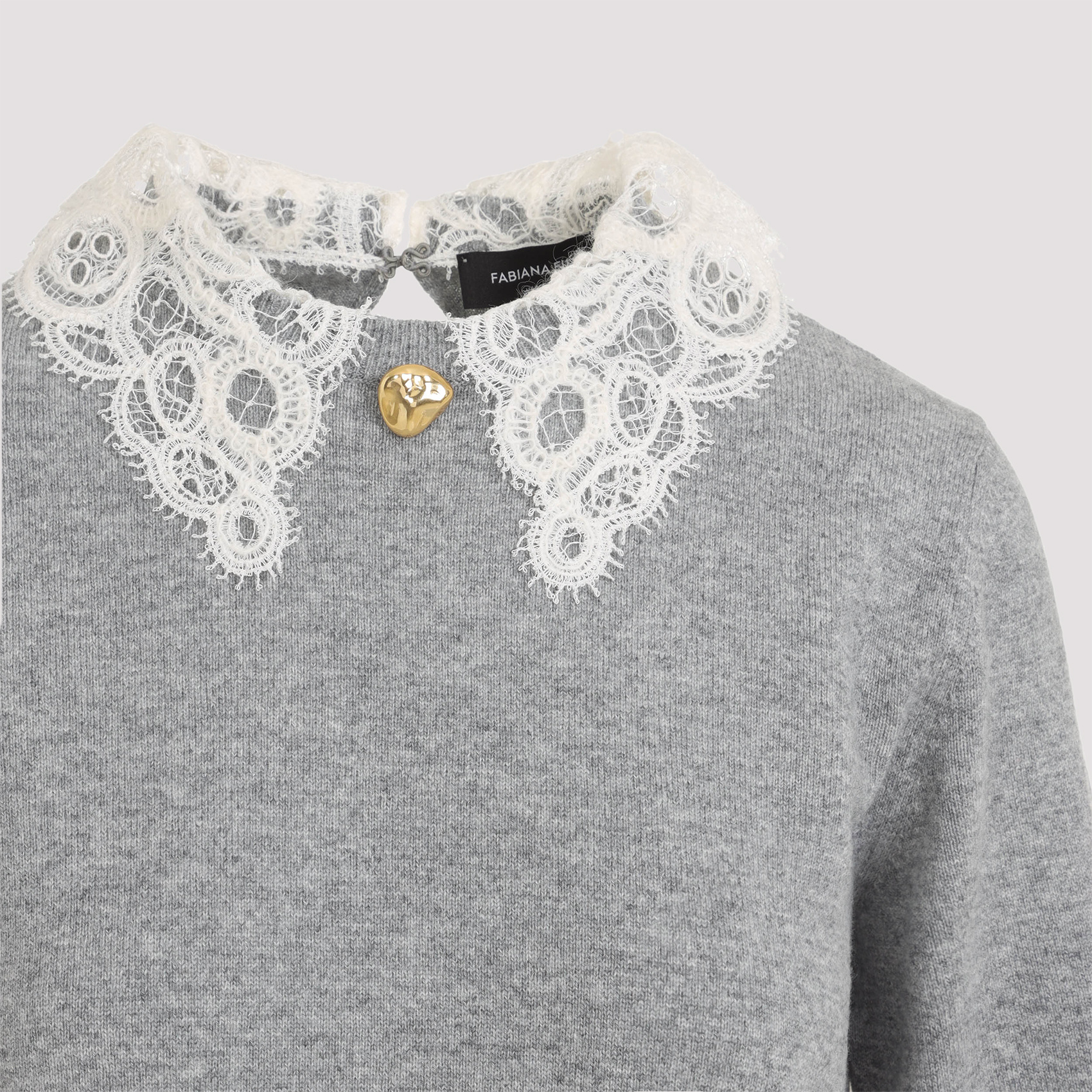 Fabiana Filippi Grey Crewneck Wool Sweater