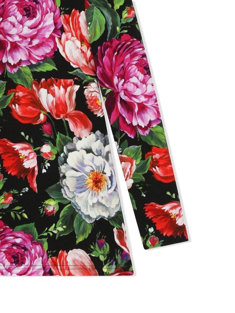 Dolce & Gabbana Floral-print Mock Neck Dress In Multicolor