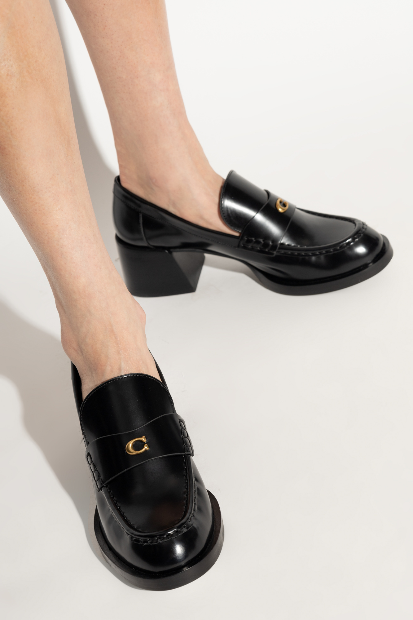 COACH 65MM NATALIE HEELED LOAFERS