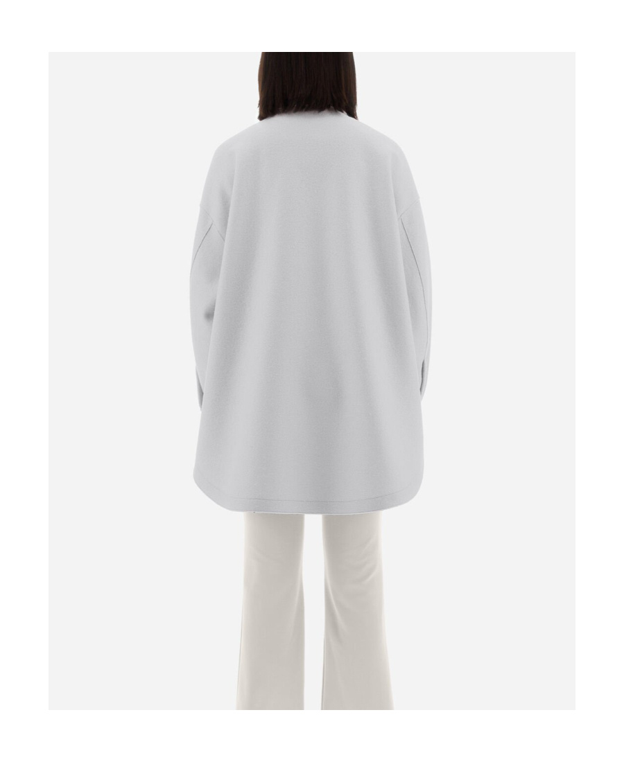 Herno Felted-finish Buttoned Long Shirt In Gray