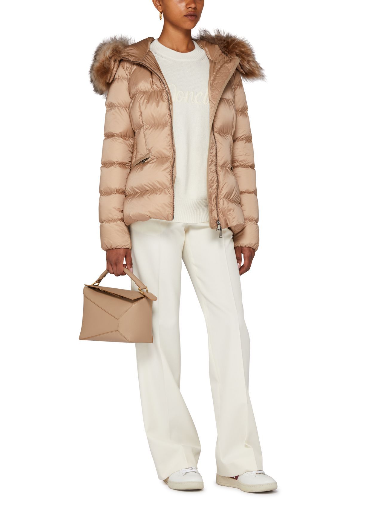 Moncler High-waisted Casual Pants In White