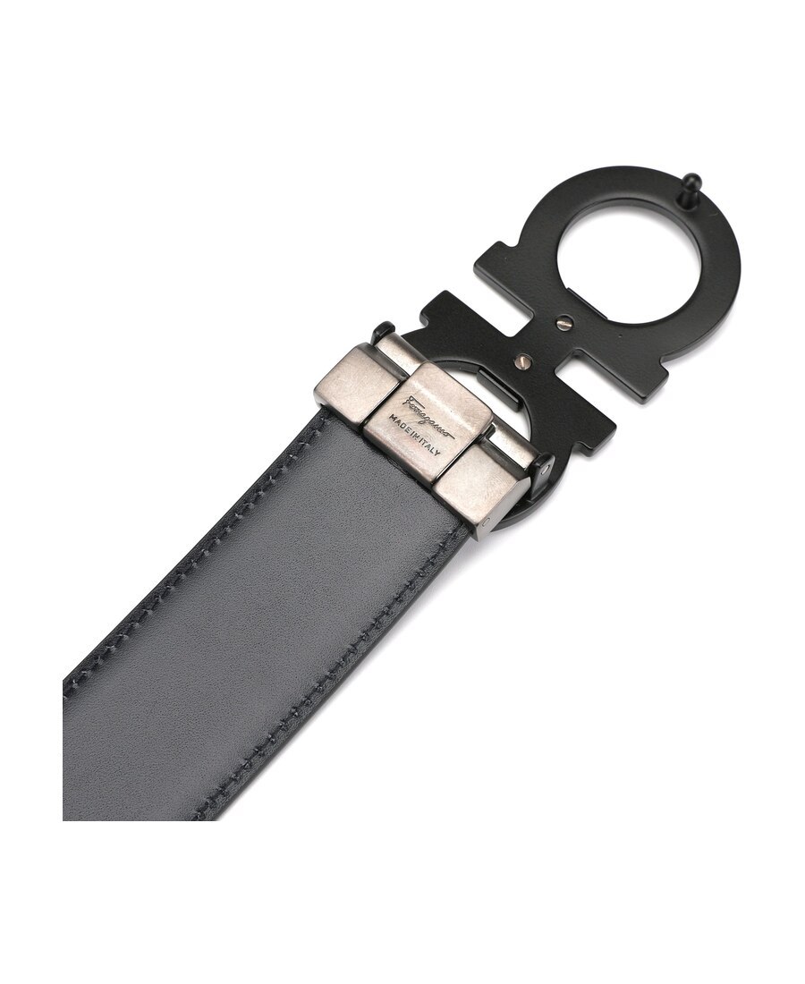 Ferragamo Gancini Reversible Belt In Black