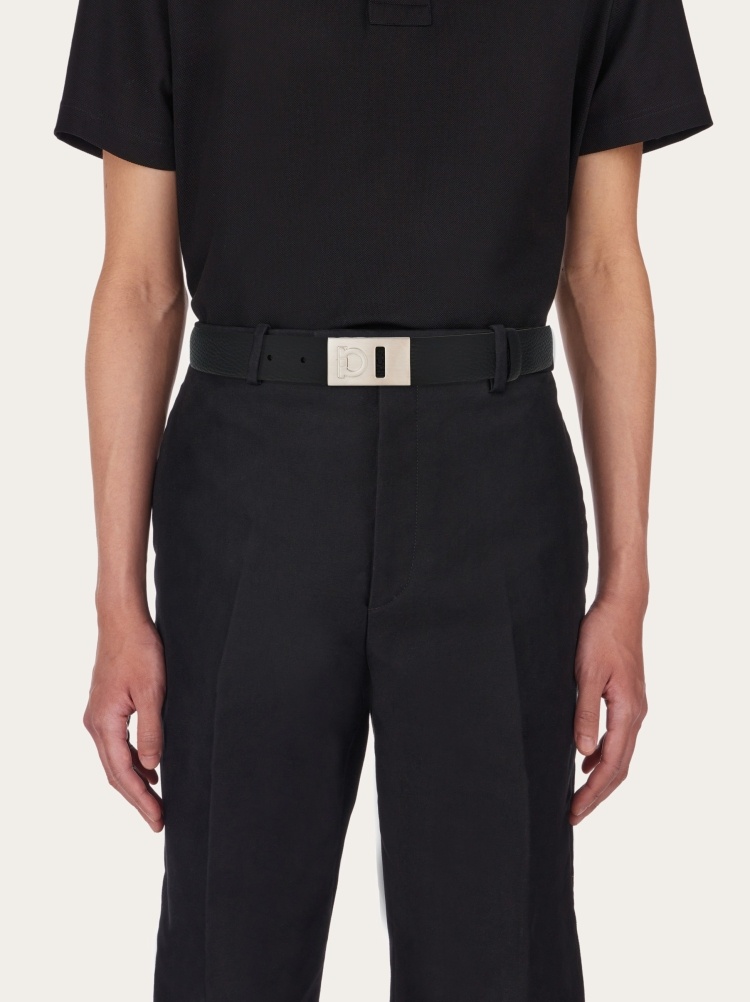 Ferragamo Fixed Leather Belt In Black