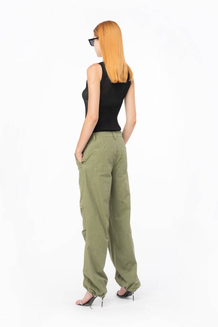 Pinko Mid-rise Cotton Cargo Pants In Green