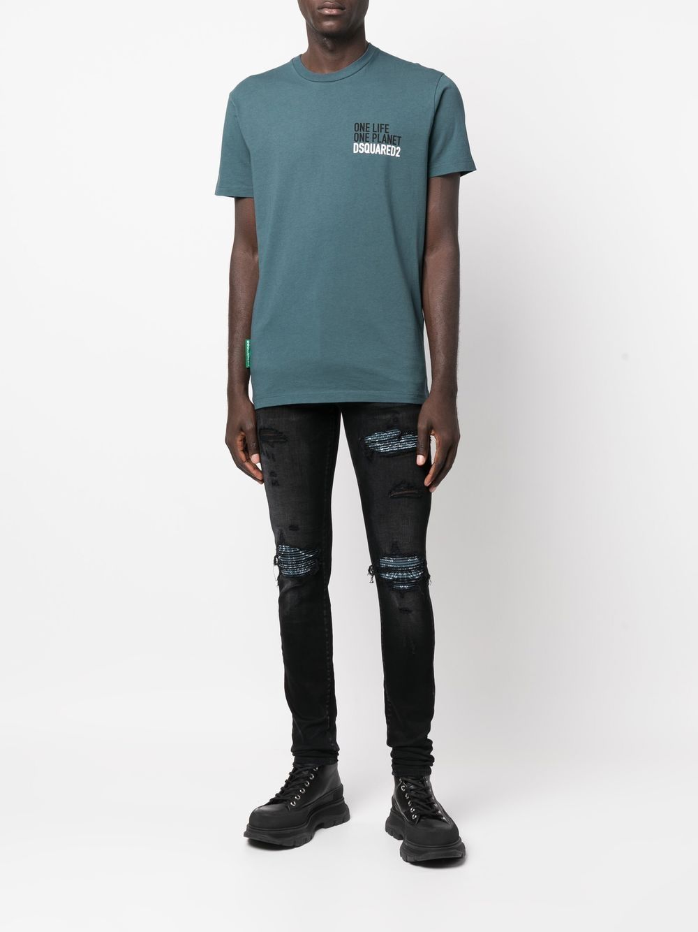 Dsquared2 Man T-shirt Deep Jade Size 3xl Cotton In Blue