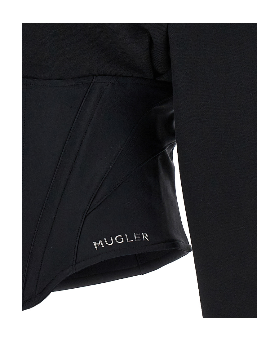 Mugler Black Laced Corset Track Jacket In Black