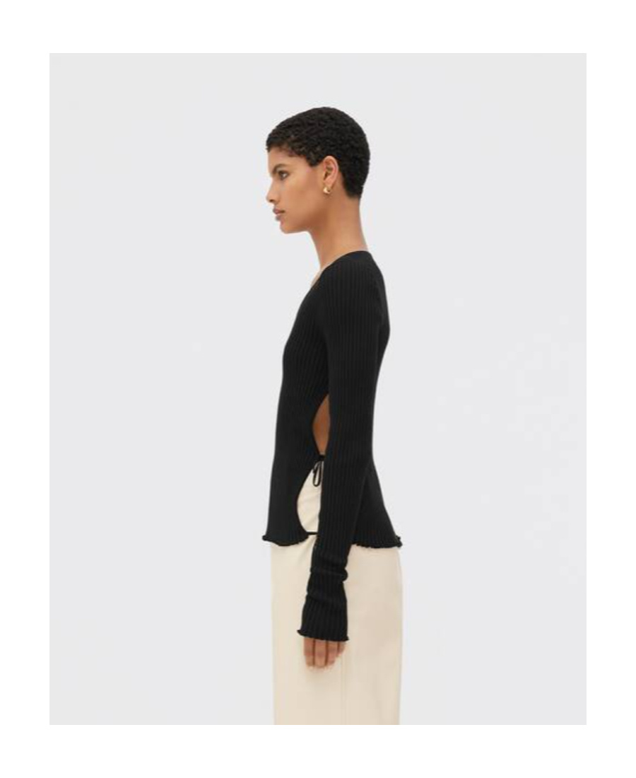 Bottega Veneta Rib Cotton Pullover In Black