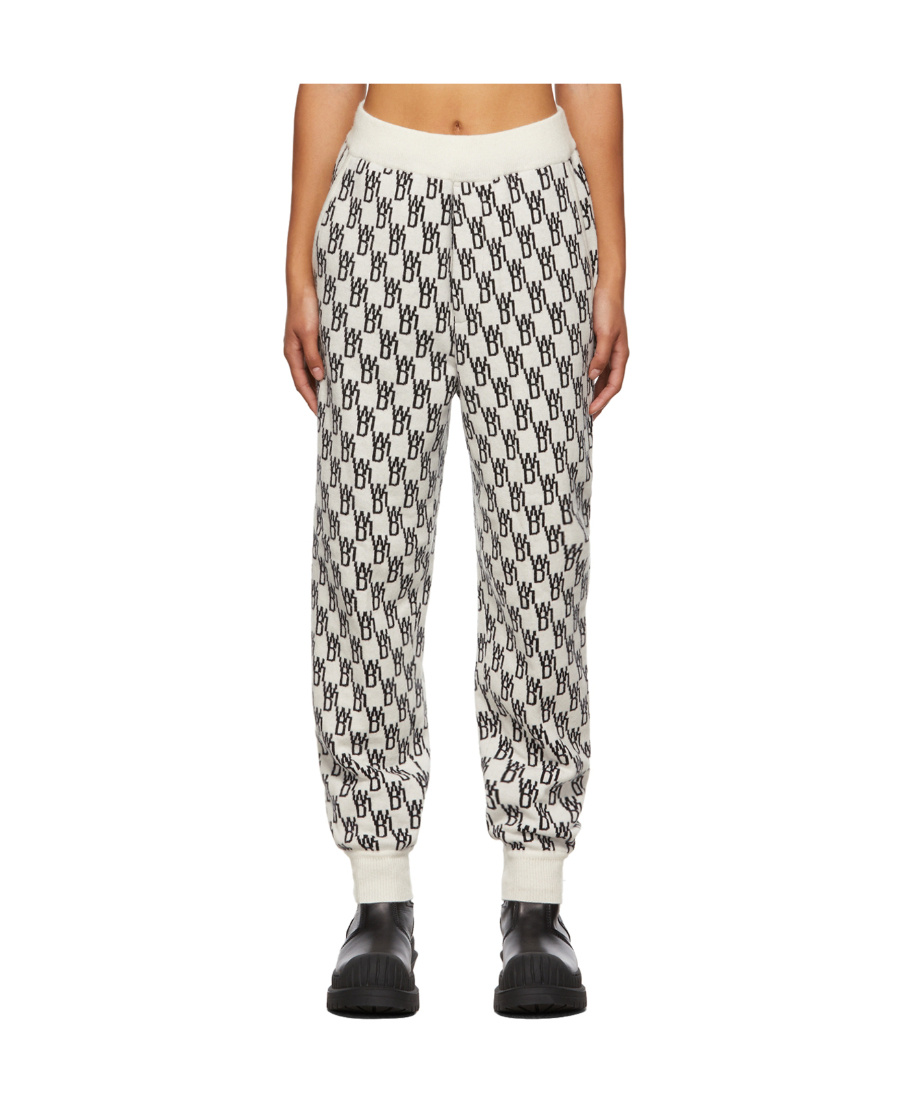 We11 Done Monogram Intarsia-knit Track Pants In White