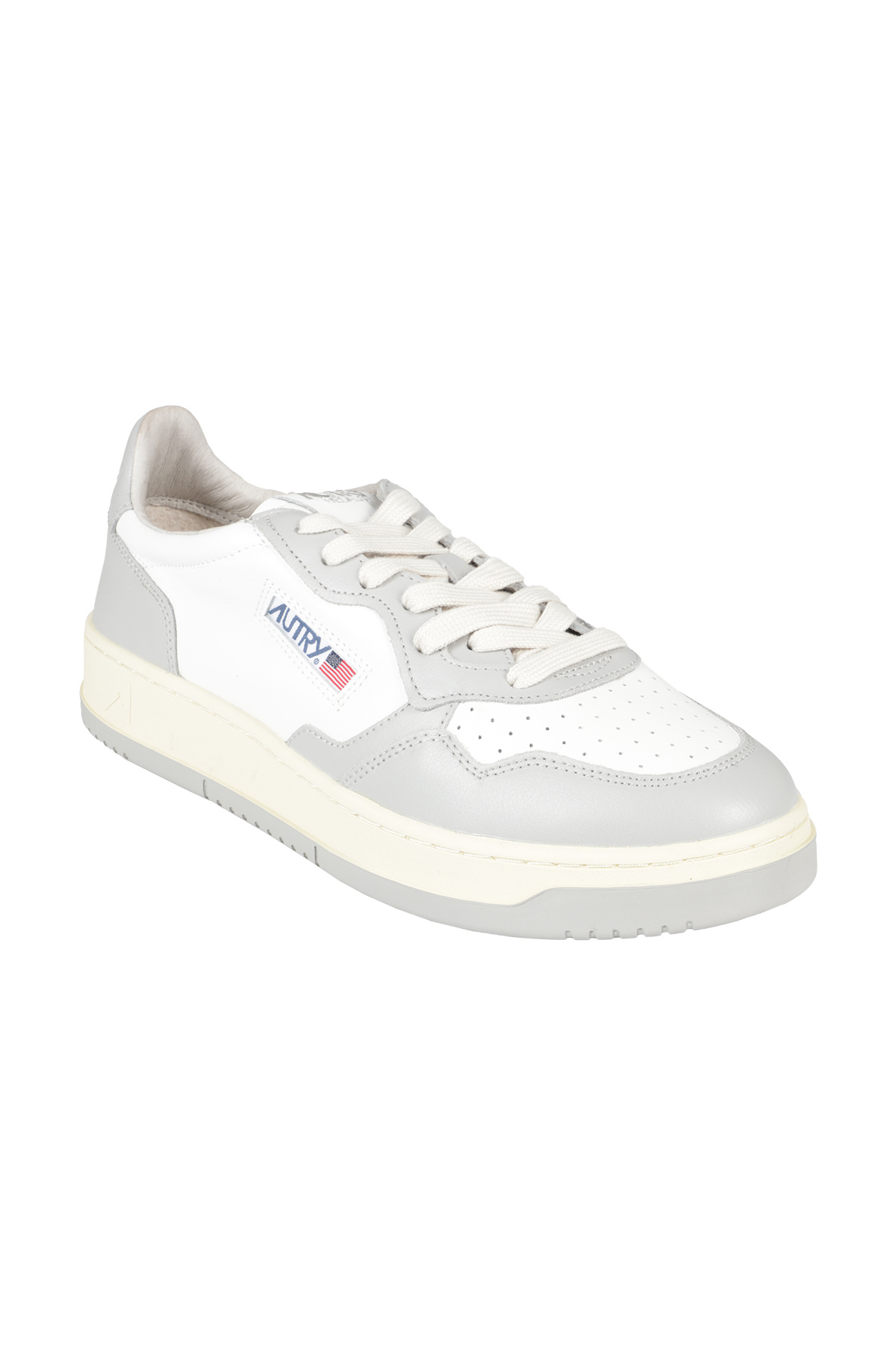 Autry Medalist White And Grey Low Top Sneakers With Logo Detail In Leather Man In Multi