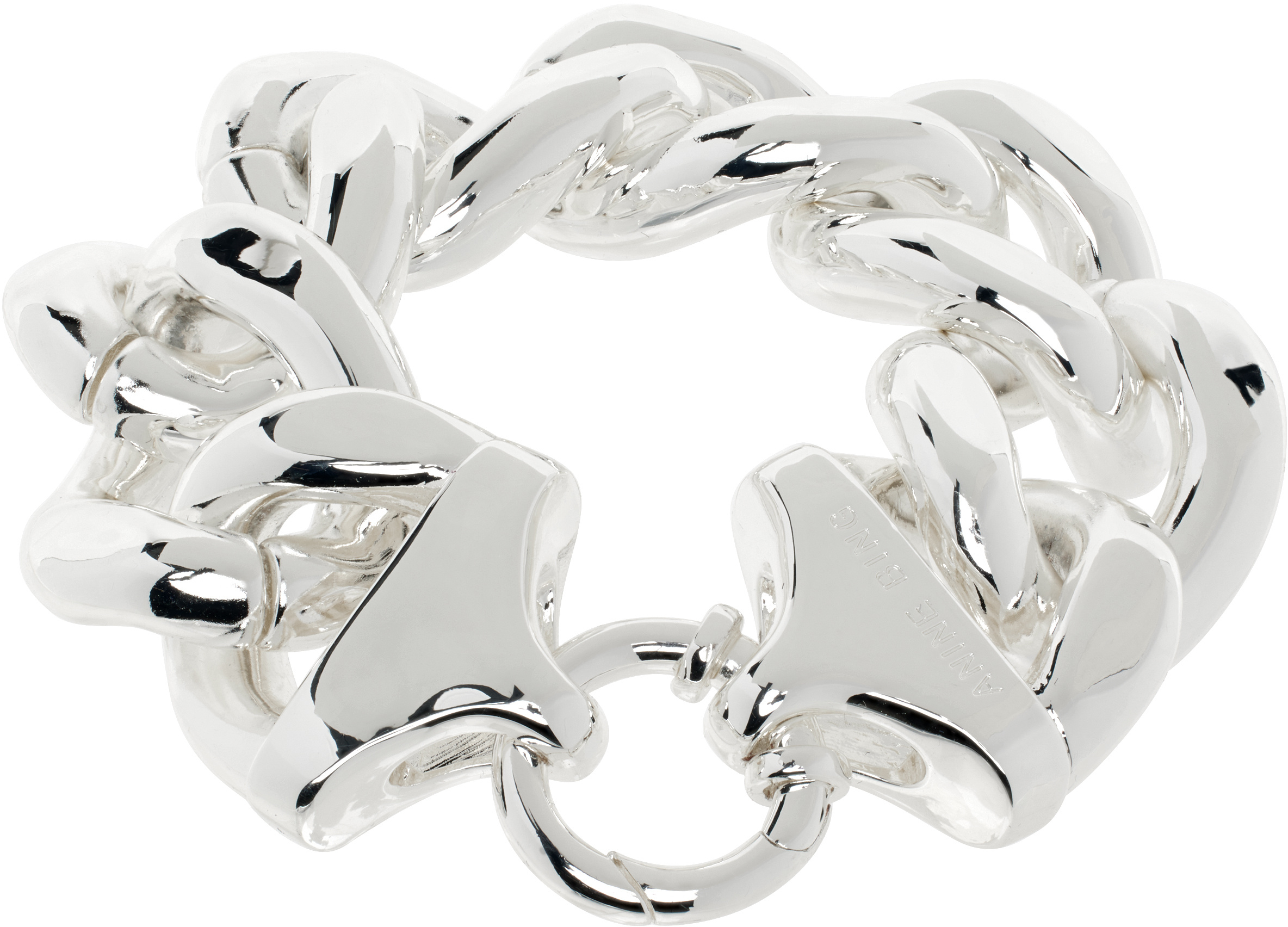Anine Bing Silver Chunky Chain Bracelet In White