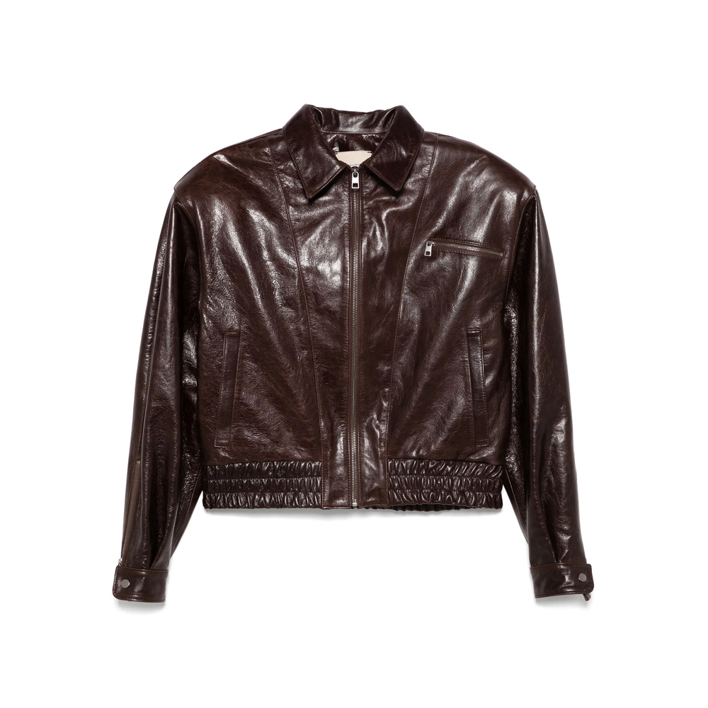 Paloma Wool Long-sleeved Leather Jacket In Brown