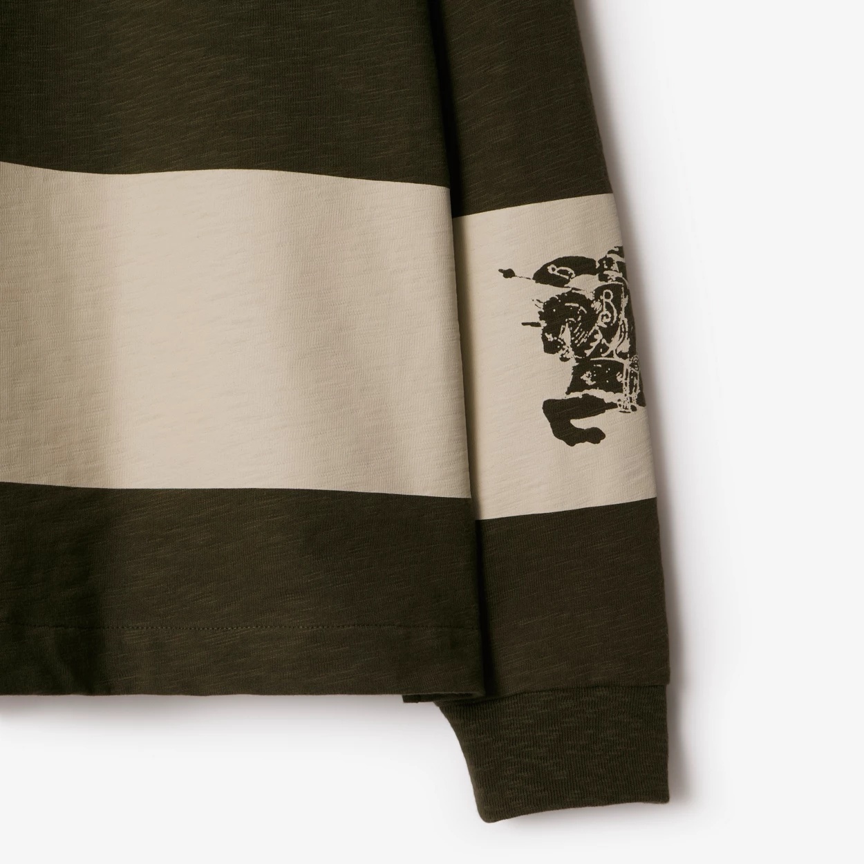 Burberry Ekd-print Stripe-detail Cotton Sweatshirt In Black
