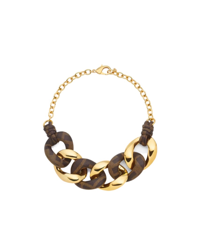 Fendi Filo Necklace In Gold/brown