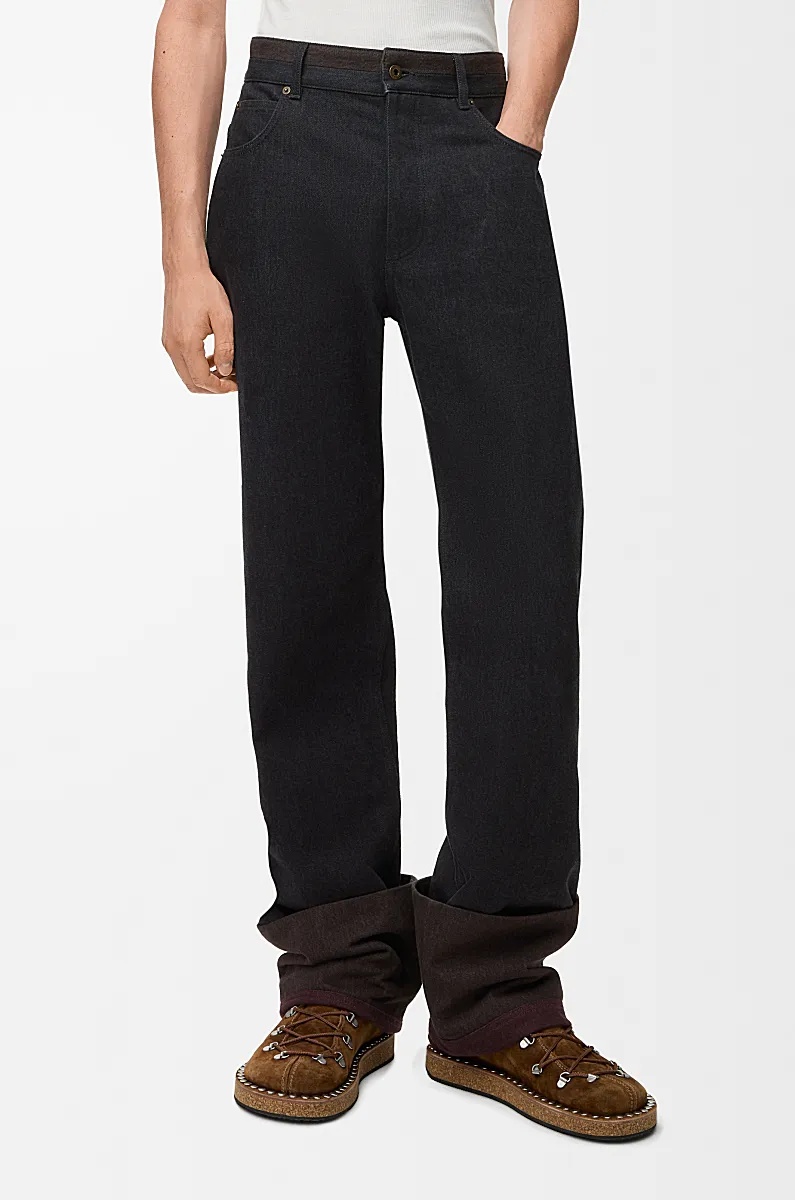 Loewe Denim Cuffed Jeans In Black