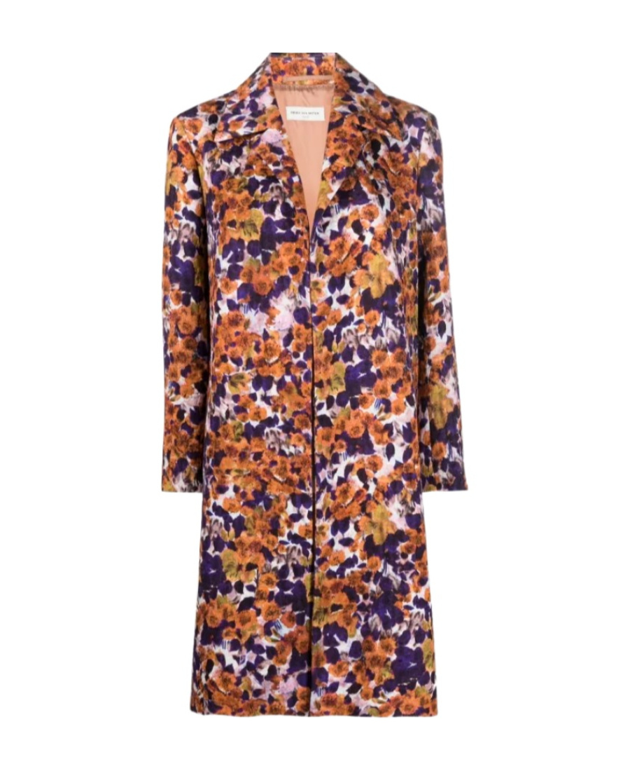 Shop Dries Van Noten Pattern Long-sleeved Coat In Brown