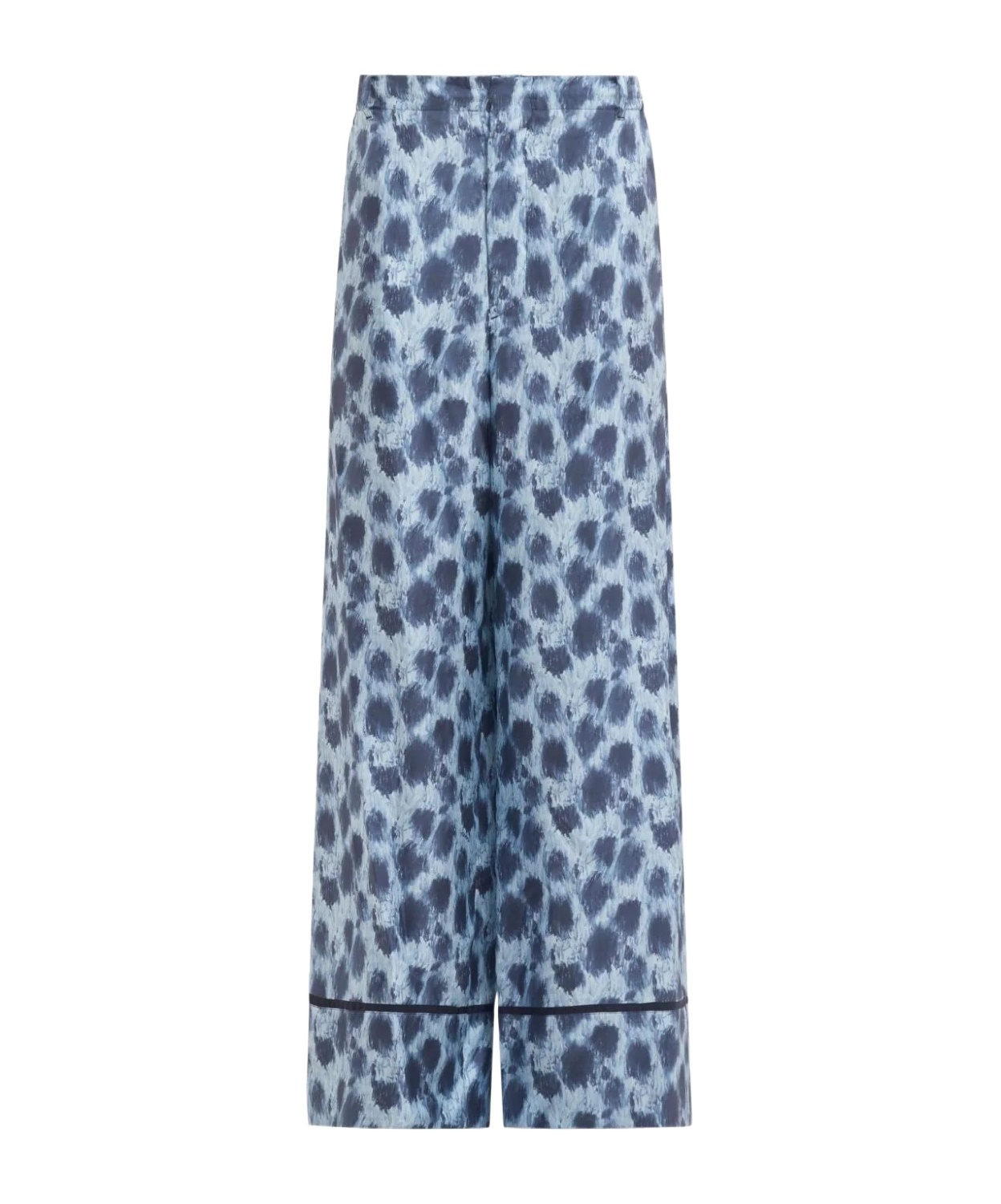 Marni Silk Wide-leg Trousers In Blue