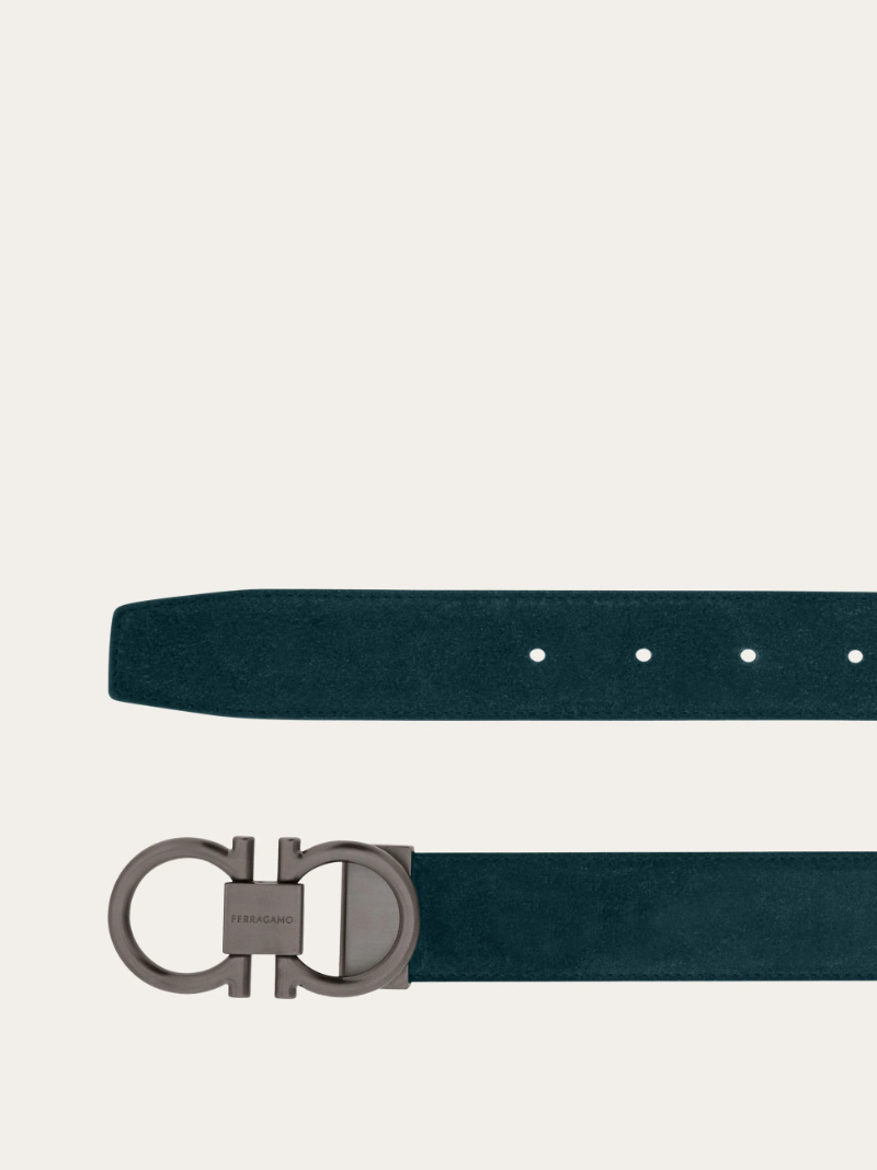 Ferragamo Adjustable Gancini Belt In Green