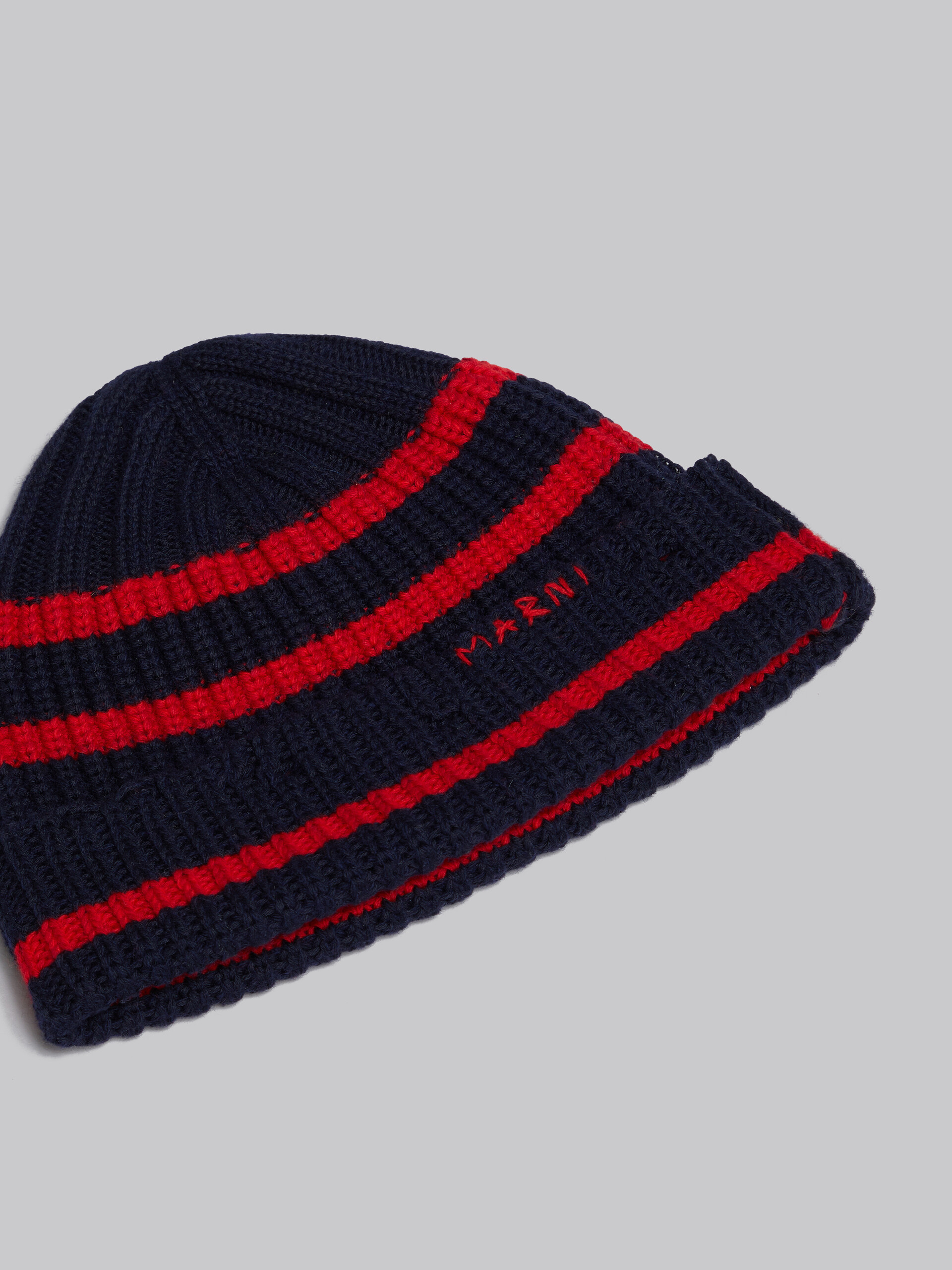 Marni Logo-embroidered Virgin-wool Beanie In Black