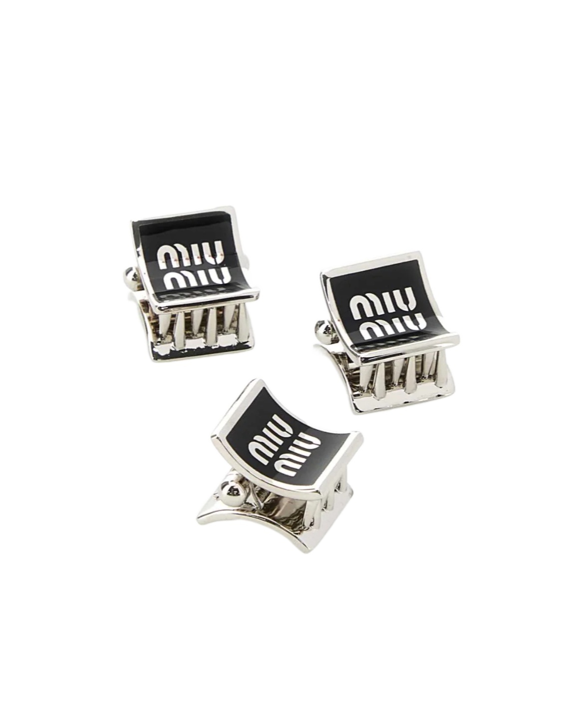 Miu Miu Logo Hair Accessories Three-piece Set In White