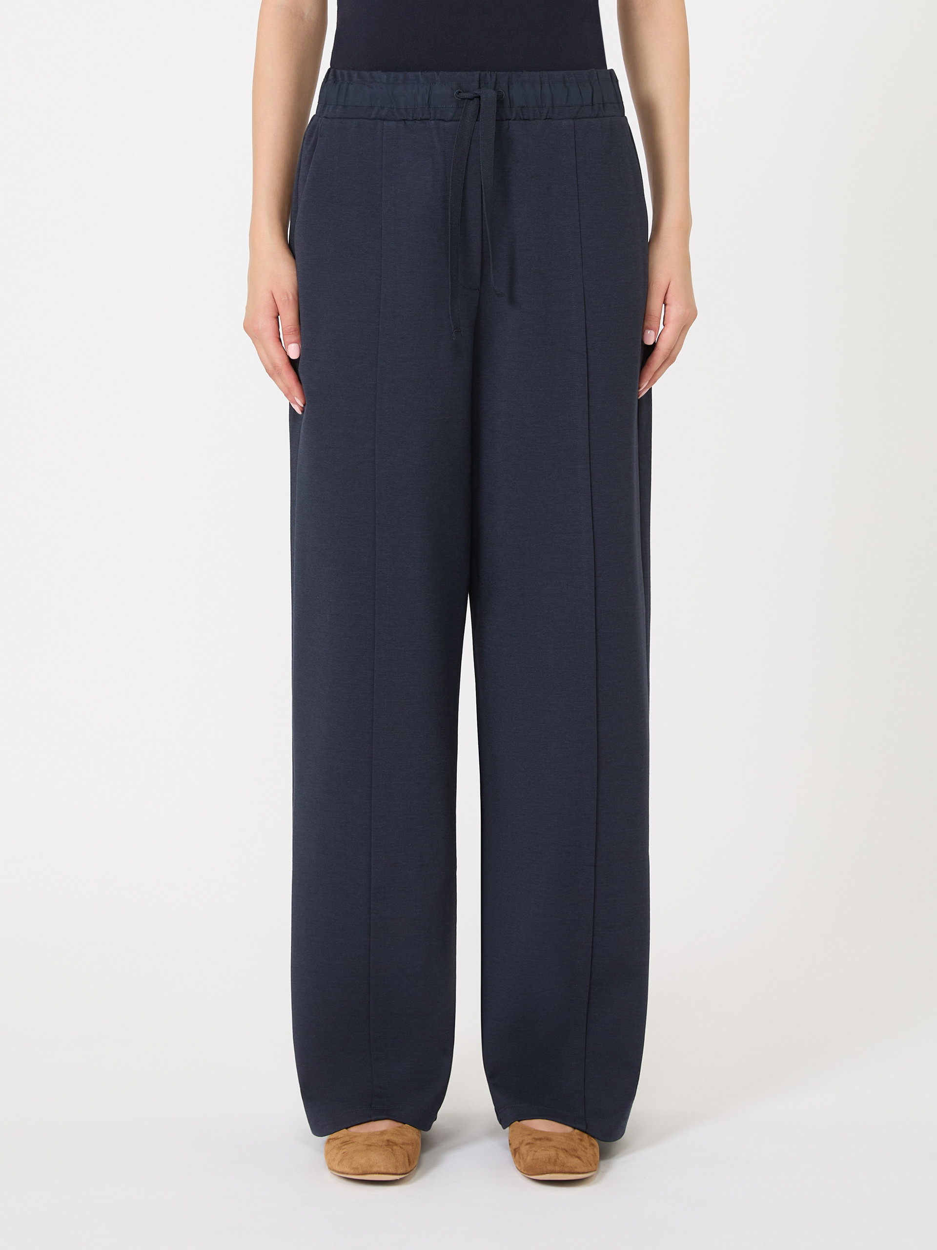 Weekend Max Mara Milano-knit Jersey Trousers In Black