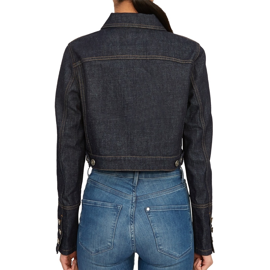 Dior Long-sleeved Denim Coat In Black