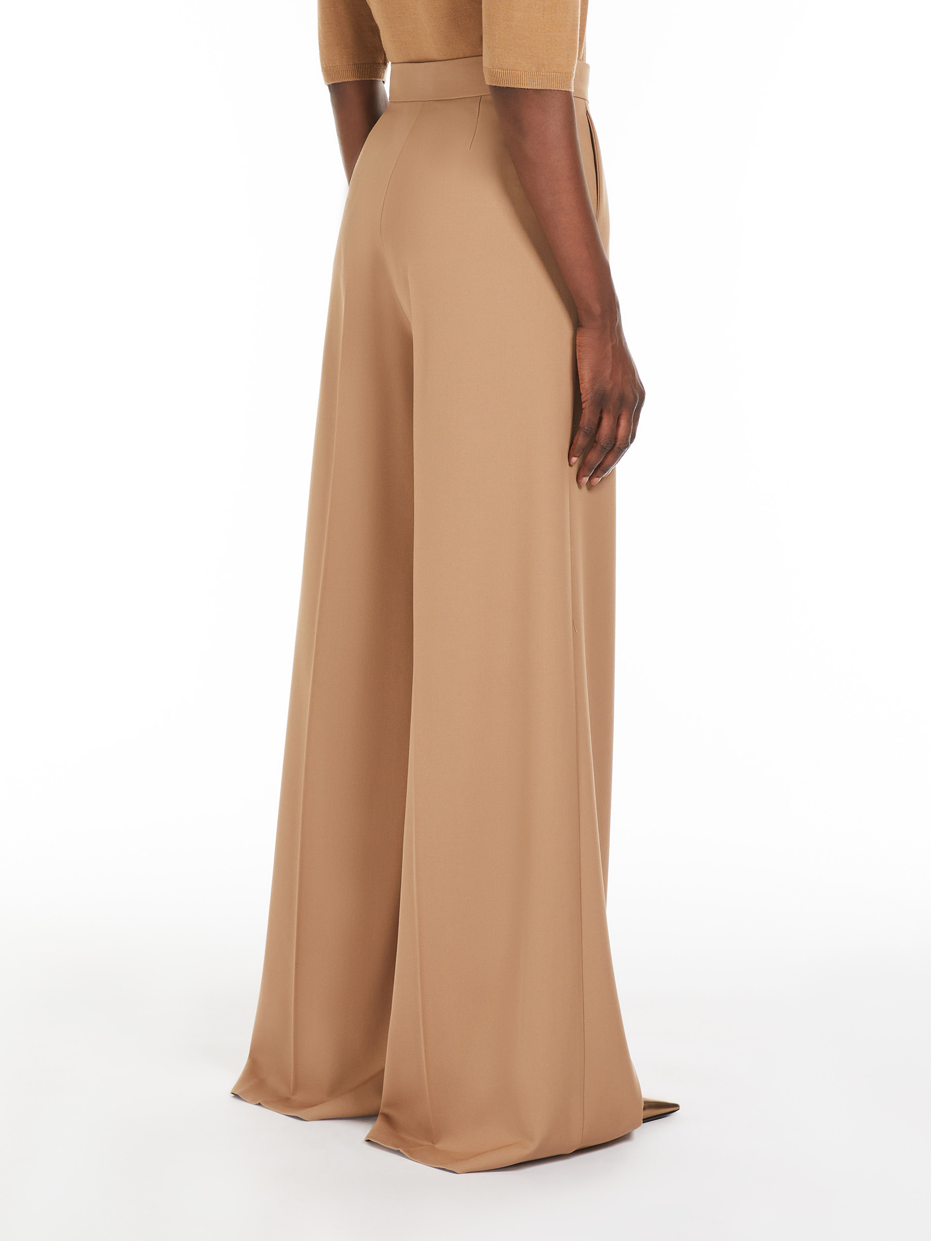 Max Mara Gabardine Wool Trousers In Nude