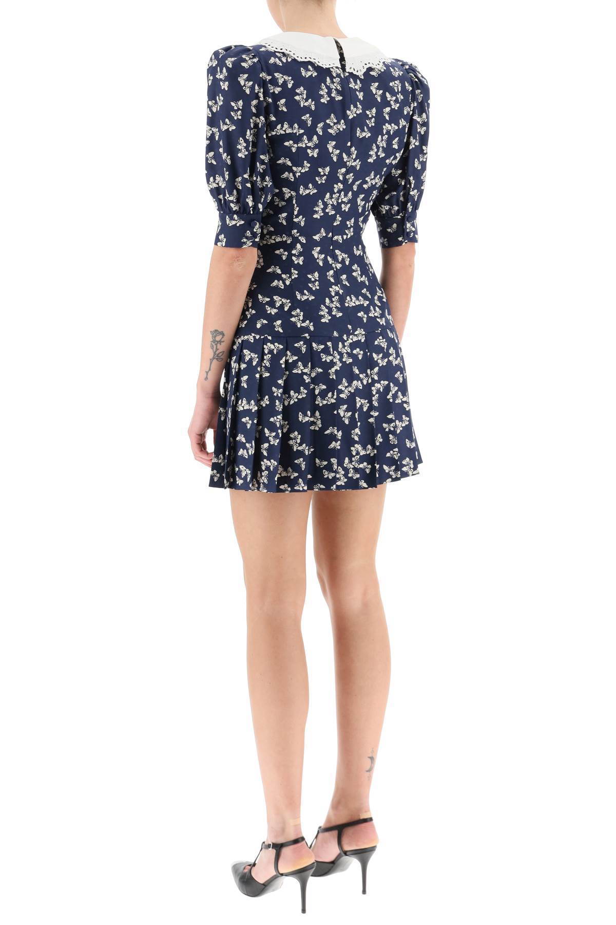 Alessandra Rich Butterfly-print Flared Minidress In Blue