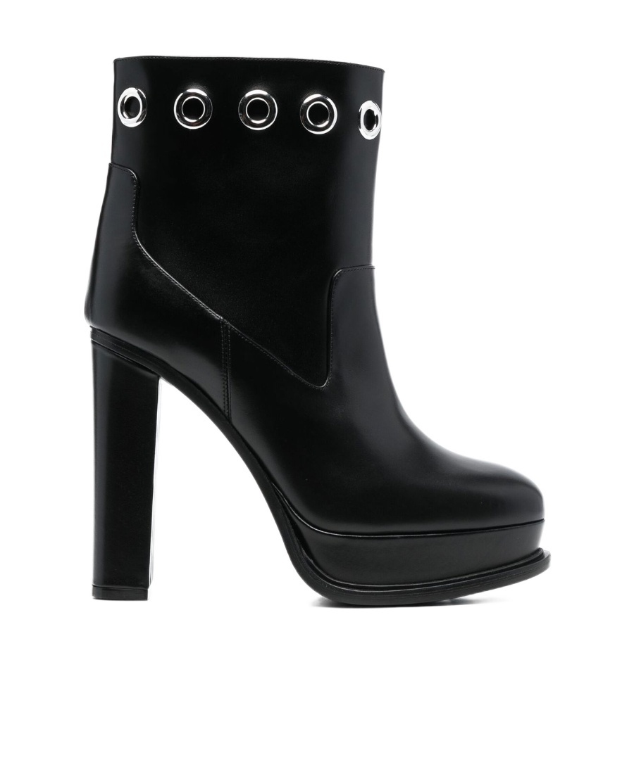 Shop Alexander Mcqueen 130mm Platform-sole Eyelet Boots In Black