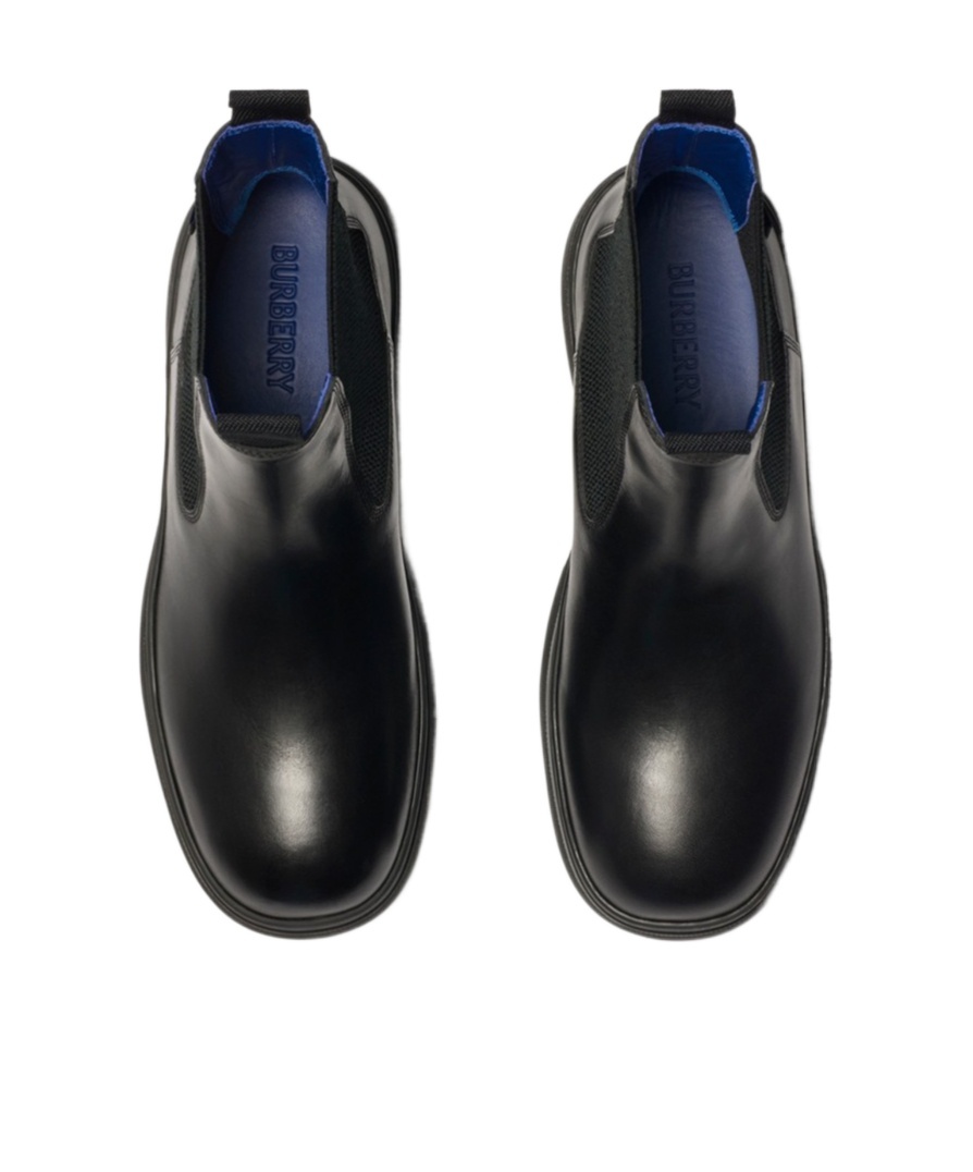Burberry Leather Creeper Low Chelsea Boots In Black