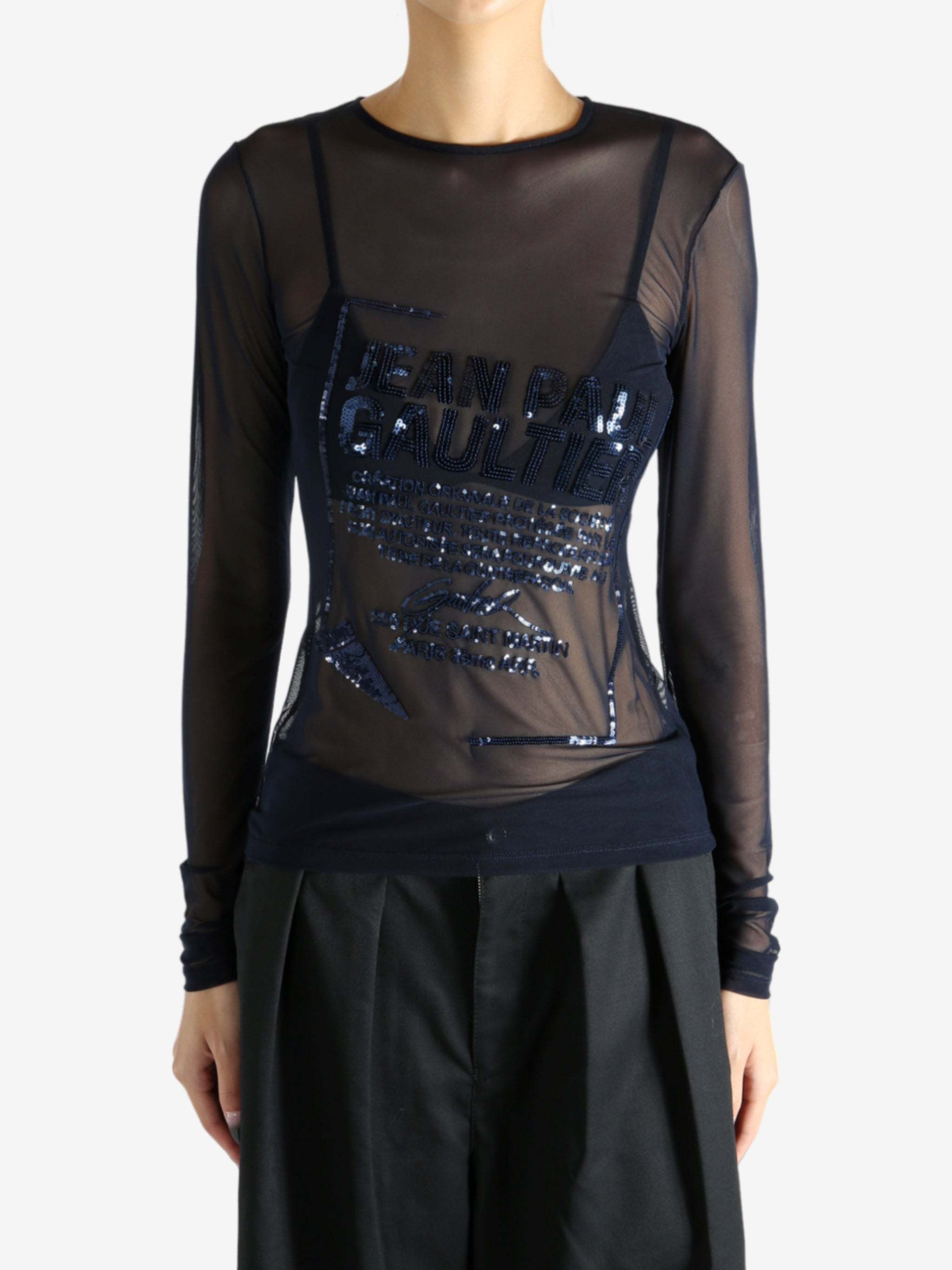 Jean Paul Gaultier The Navy Embroidered Top In Blue