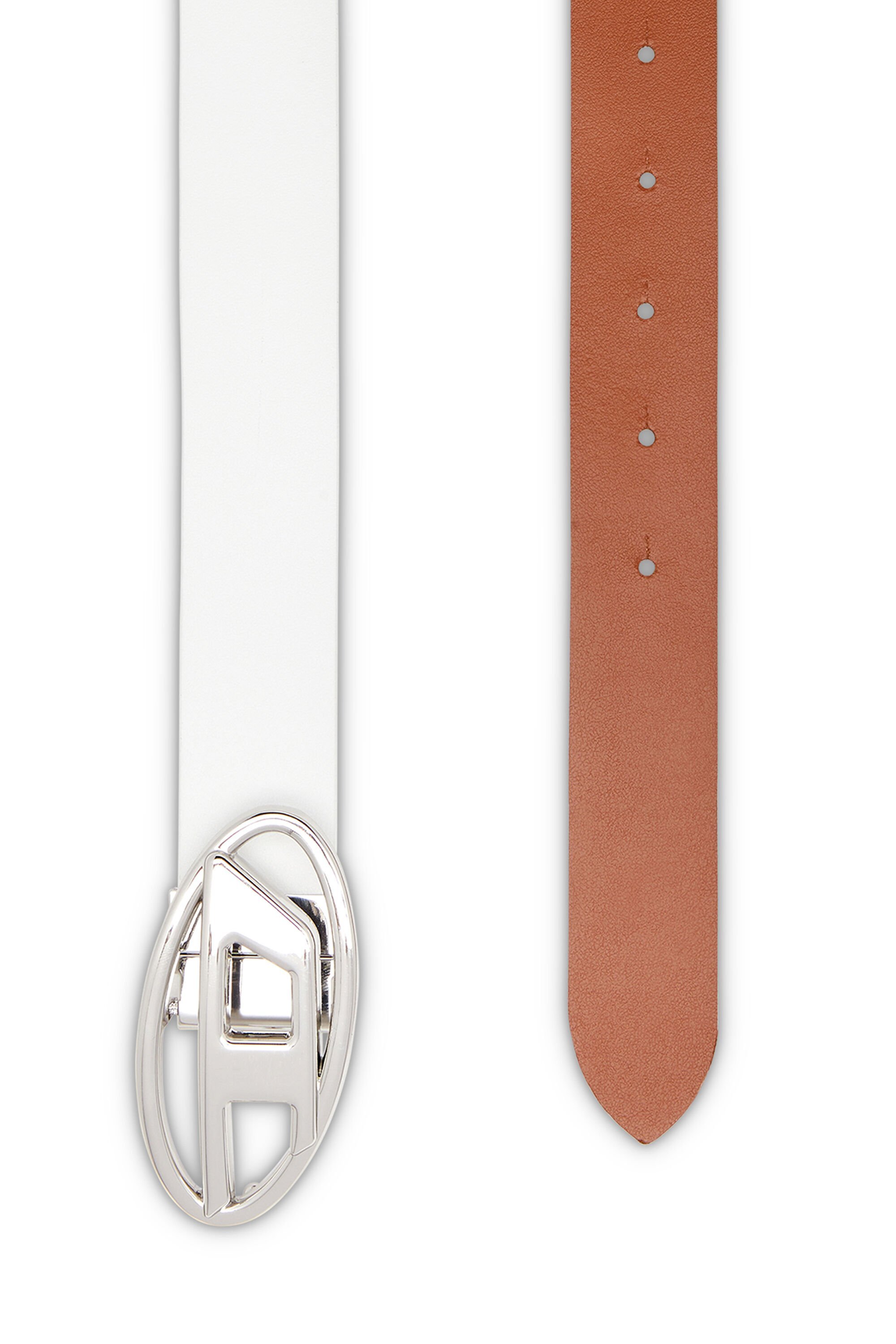 Diesel B-1dr Logo-buckle Leather Belt In White
