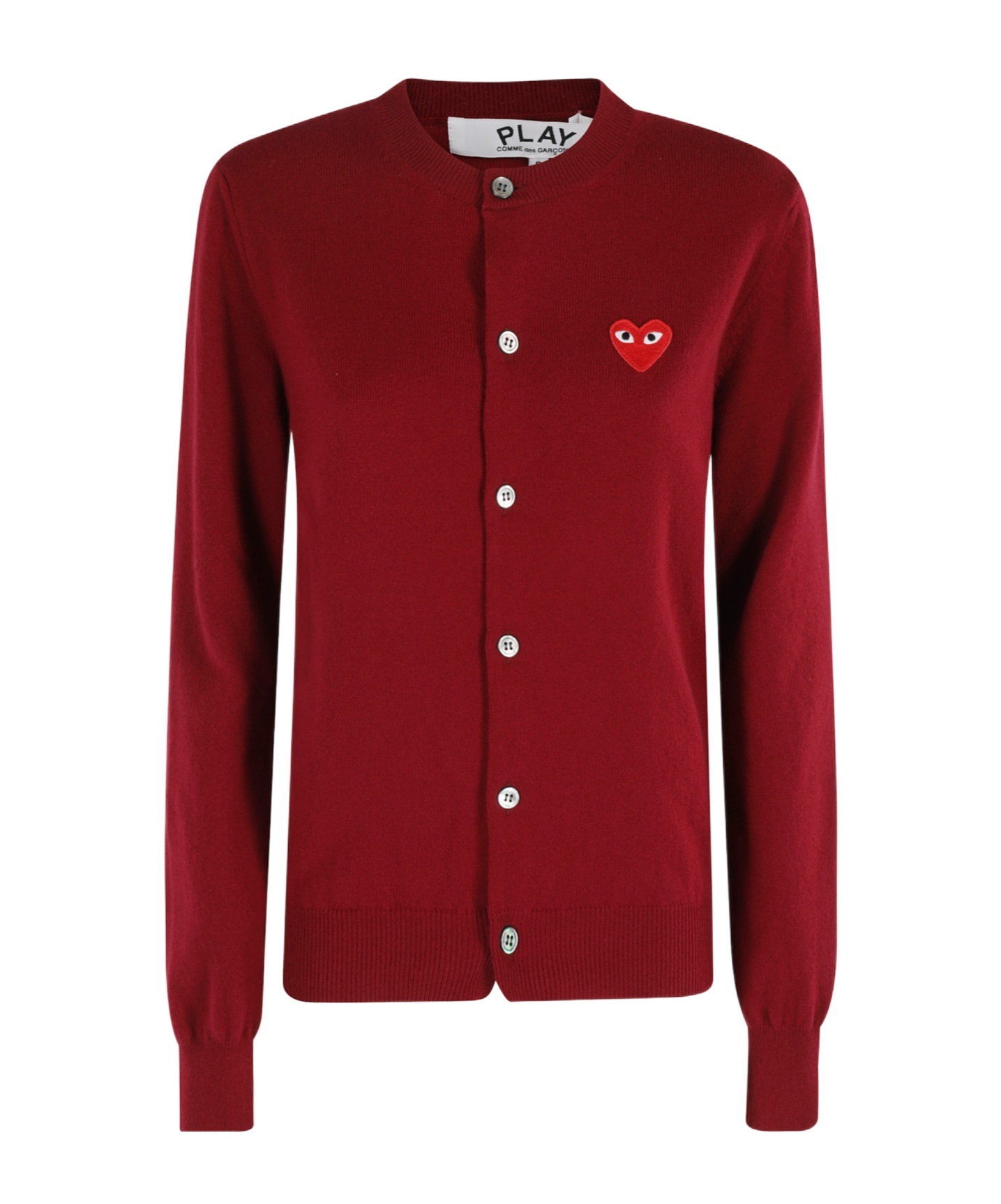 Comme Des Garçons Play Logo Patch Button-up Cardigan In Red