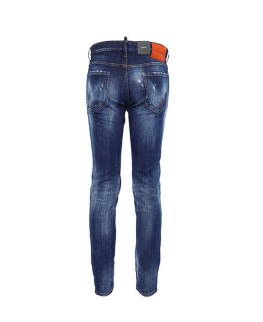 Dsquared2 Distressed Detail Painted Effect Jeans In Blue