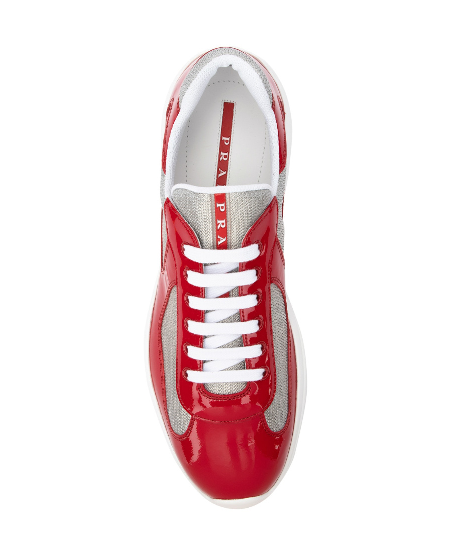 Prada Low Contrasting Panel Sneakers In White