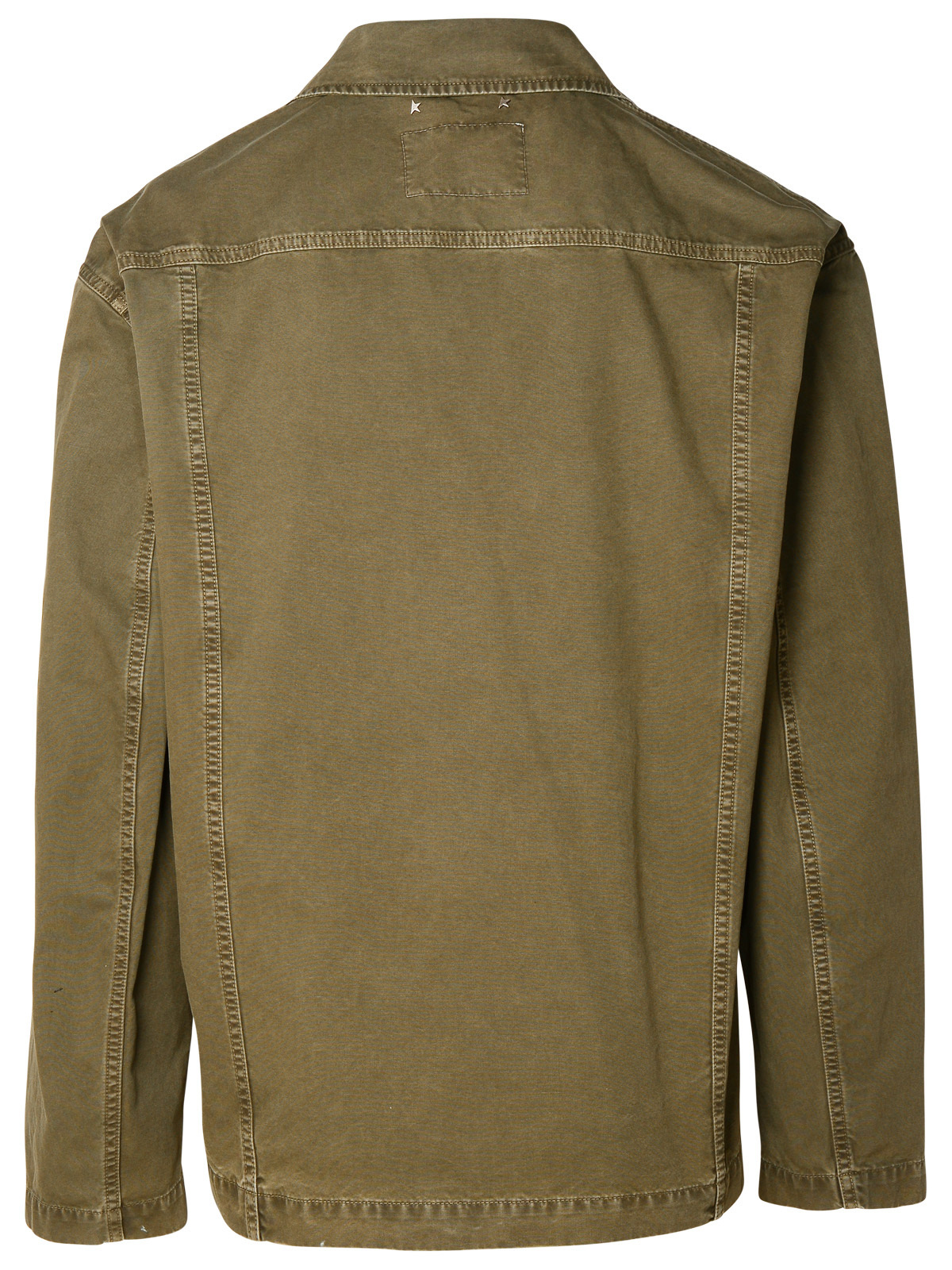 Golden Goose Cotton Utility Overshirt With Embossed Logo In Green