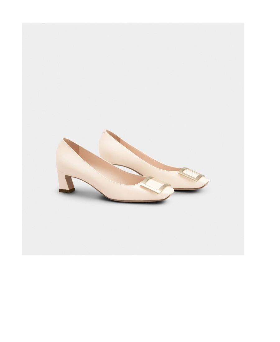 Roger Vivier Trompette Embellished Buckle Pumps In White