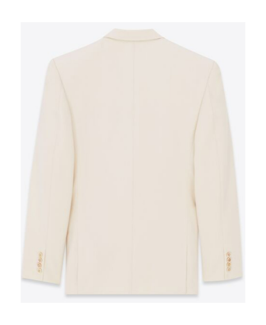 Saint Laurent Peak-lapels Wool Blazer In Off-white