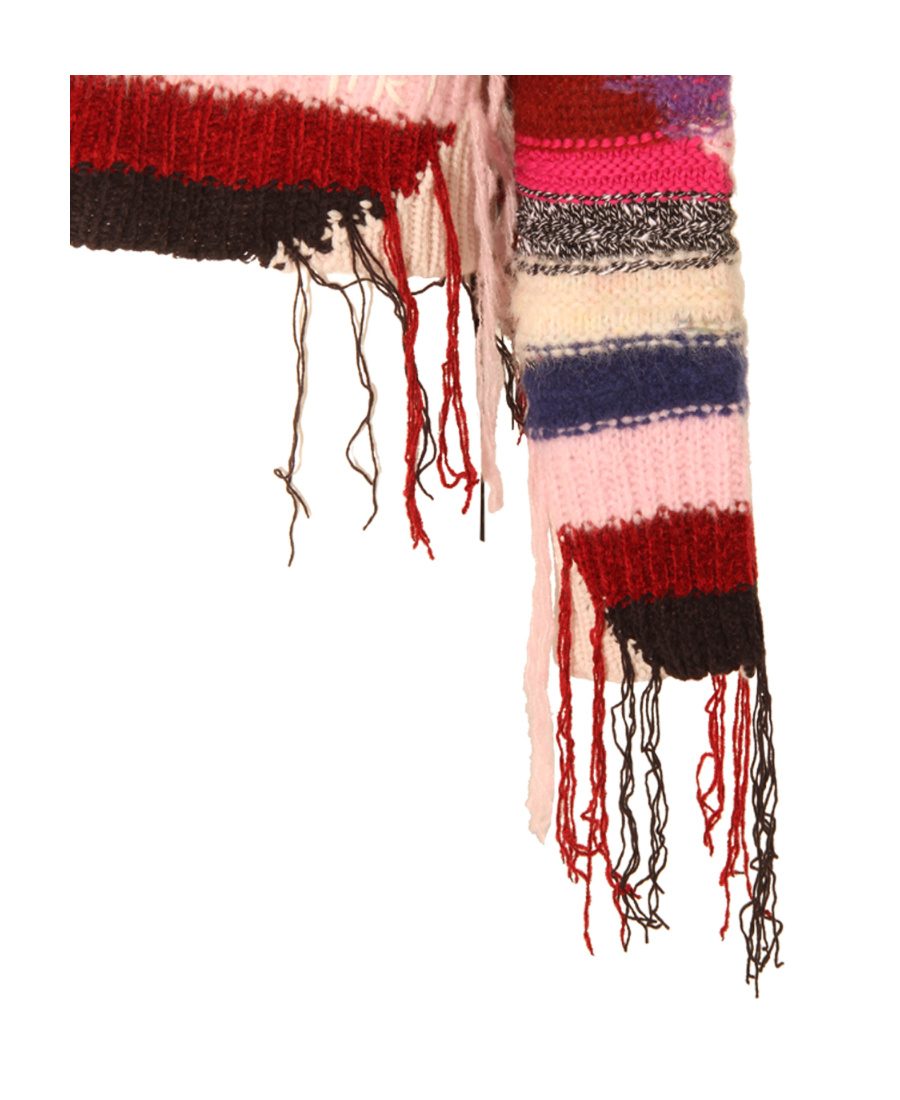 Amiri Striped Fringed Cardigan In Multicolor