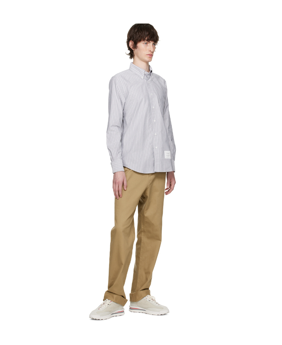 Thom Browne Striped Cotton Shirt In White