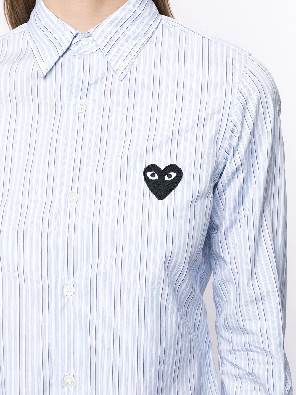 Comme Des Garçons Play Stripe-print Button-down Shirt In Blue