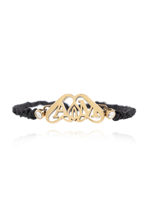 Alexander Mcqueen Seal-plaque Braided-strap Bracelet In Multicolor