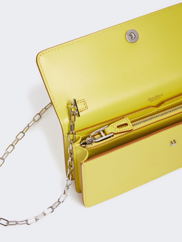 Max Mara Leather Phone Pouch In Yellow
