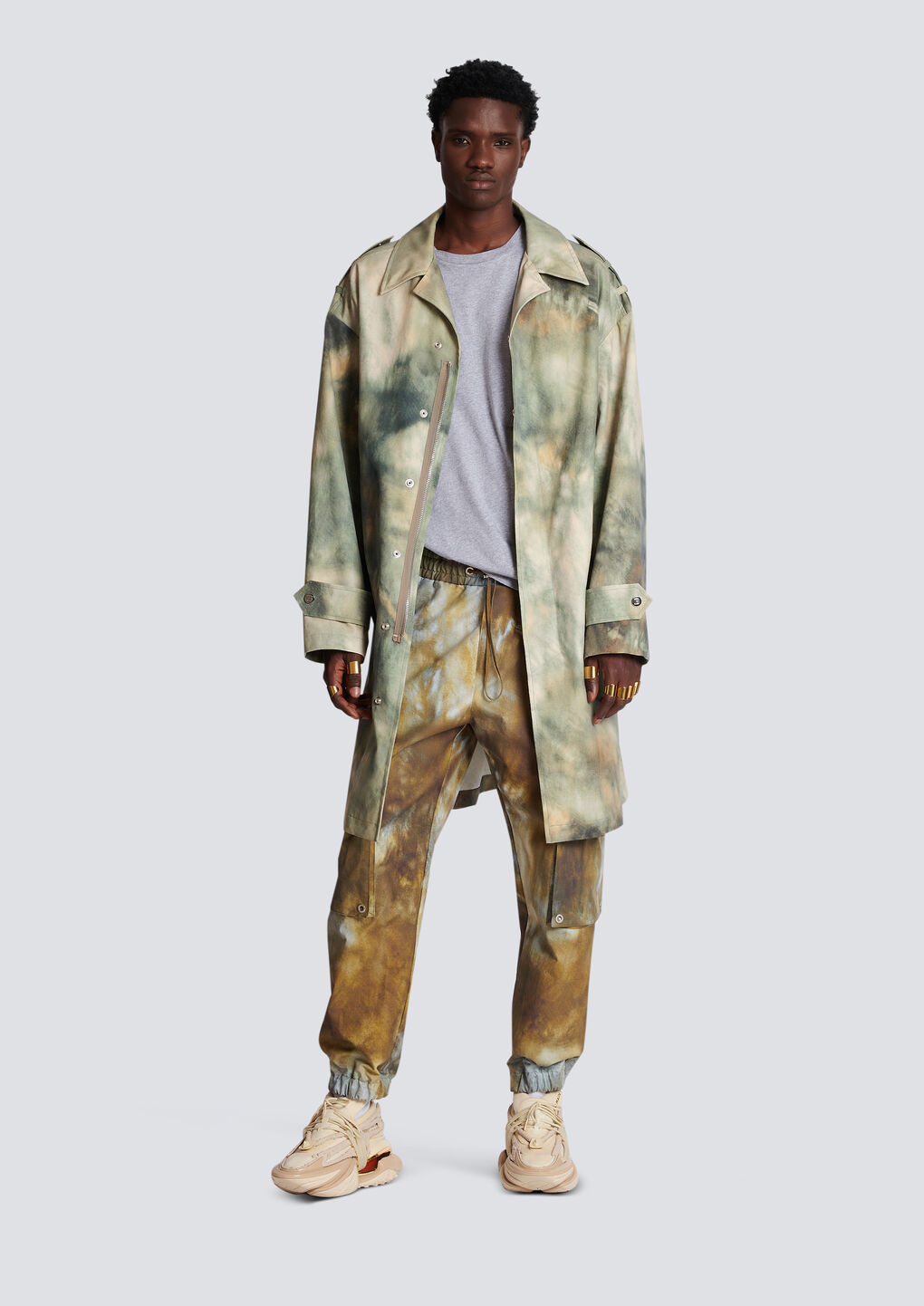 BALMAIN DESERT PRINT COTTON CARGO TROUSERS